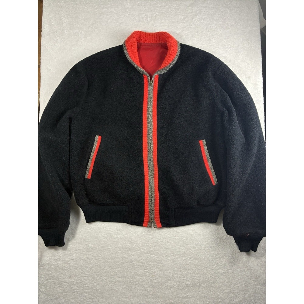 Vintage 1950s McGregor Reversible Wool Bomber Jacket Talon Zipper Size 44